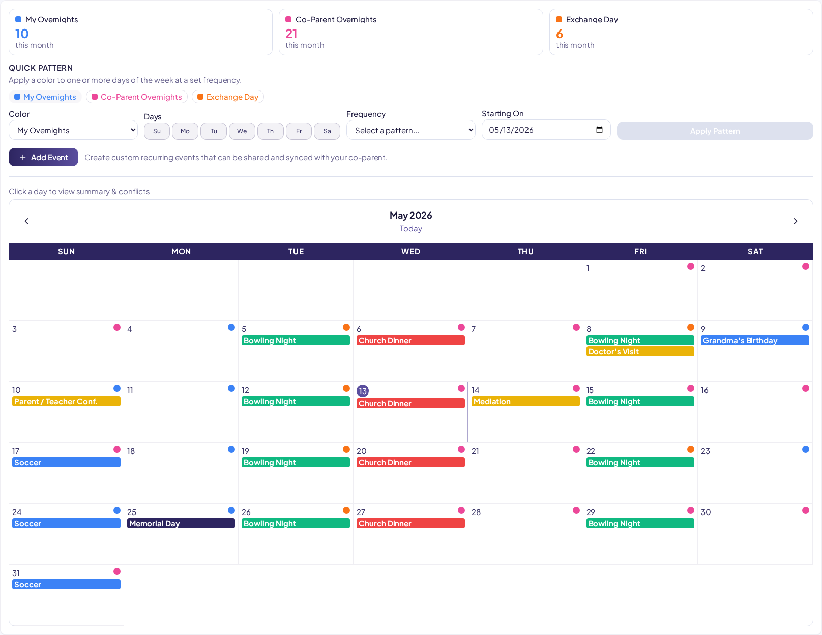 Live Parentum calendar — May 2026